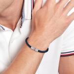 Tommy Hilfiger Men's Navy Leather Rope Bracelet