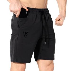 ZENWILL Men's Black Gym Running Shorts with Pockets