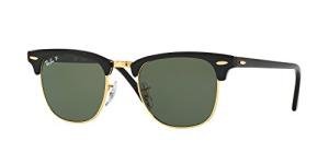 Ray-Ban Clubmaster Polarised Sunglasses, Black/Gold 51mm