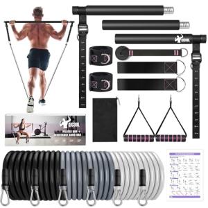 Pilates Bar Kit with Resistance Bands for Home Gym
