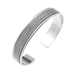 Men's Silver Open Cuff Bangle - Solid 925 Sterling