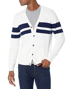 Men's Cotton Striped Cardigan Sweater - X-Large