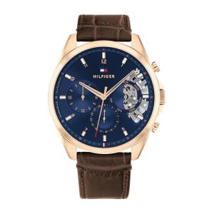 Tommy Hilfiger Men's Brown Leather Watch 43.5MM