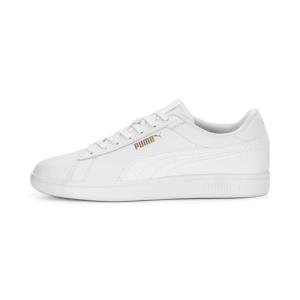 PUMA Smash 3.0 Leather Sneakers - White/Gold, Size 10