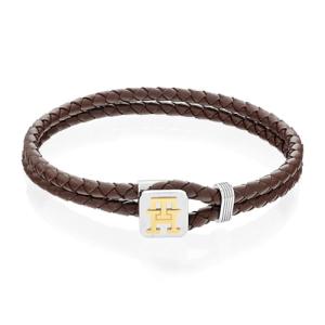 Tommy Hilfiger Men's Two-Tone Steel & Leather Bracelet