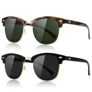 SUNGAIT Retro Polarized Half Frame Sunglasses