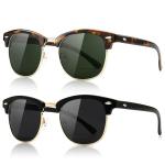 SUNGAIT Retro Polarized Half Frame Sunglasses