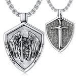 Saint Michael Silver Pendant Necklace for Men