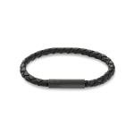 Calvin Klein Men's Black Steel and Leather Bracelet