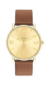 Coach Men's Gold Calfskin Quartz Watch - 41MM