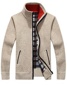 Yeokou Men's Zip Up Slim Fit Cardigan Sweater
