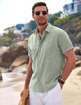 Coofandy Men's Light Green Button-Up Casual Shirt