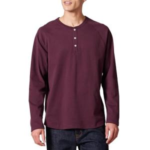 Men's Burgundy Long Sleeve Regular-Fit Henley Shirt