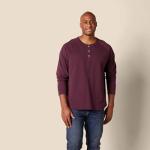 Men's Burgundy Long Sleeve Regular-Fit Henley Shirt