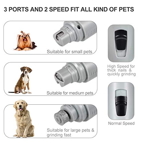 I-pure items Dog Nail Grinder, Electric Dog Nail Trimmer Clipper, 2 Speed Pet Nail Grinder for Dogs Grooming Kit, Rechargeable Painless Cat Paws File Grooming & Smoothing for Small Medium Large Dogs