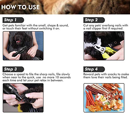 Pecute Dog Nail Grinder Rechargeable Electric Dog Nail Trimmer for Paw Grooming Gentle and Painless Nail Clippers for Small to Large Dogs