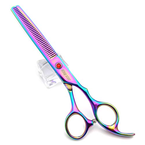 7.0in Titanium Rainbow Professional Pet Grooming Scissors Set,Straight & Thinning & Curved Scissors 4pcs Set for Dog Grooming,(Rainbow)