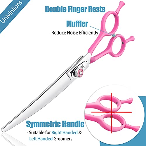 7 Inch Curved Dog Grooming Shears, Professional Curved Scissors for Dog Grooming, Double Finger Rest Dog/Cat/Pet Trimming Cutting Scissors for Heads, Ribcages, Face, Eyes, Legs, Paws for Groomers