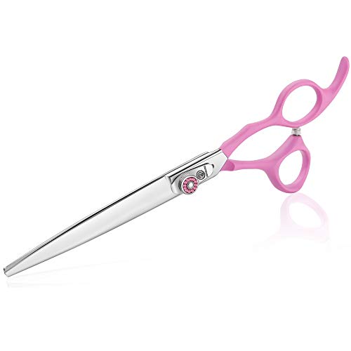 7 Inch Straight Dog Grooming Shears, professional 440C Japanese Stainless Steel Cutting Scissors, with Double Finger Rest Dog/Cat/Pet Hair Trimming, Cutting Shears for Groomers or Family DIY Use