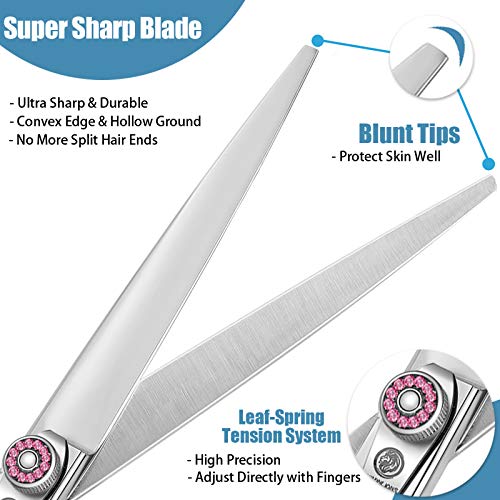 7 Inch Straight Dog Grooming Shears, professional 440C Japanese Stainless Steel Cutting Scissors, with Double Finger Rest Dog/Cat/Pet Hair Trimming, Cutting Shears for Groomers or Family DIY Use