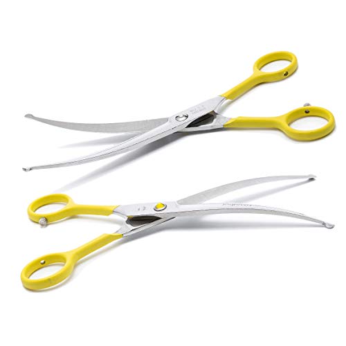 LovinPet Pet 7" Curved Scissor Right/Left-Handed Pet Round-Tip Grooming Stainless Steel Safety Trimming Shears for Dogs and Cats (Easy use Curved Scissor)
