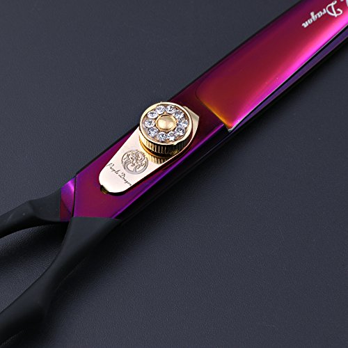 Purple Dragon Professional 7.0/8.0 inch Pet Grooming Hair Cutting Scissor and 6.75/8.0 inch Dog Chunker Shear - Japan 440C Stainless Steel for Pet Groomer or Family DIY Use (Cutting Scissor)