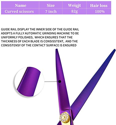 Purple Dragon Professional 7.0/8.0 inch Pet Grooming Hair Cutting Scissor and 6.75/8.0 inch Dog Chunker Shear - Japan 440C Stainless Steel for Pet Groomer or Family DIY Use (Cutting Scissor)