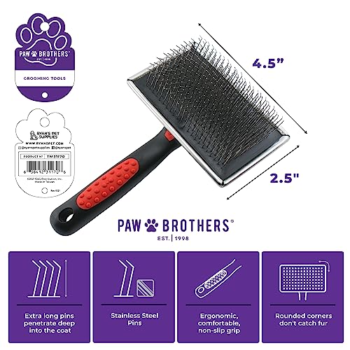 Paw Brothers Stainless Steel Extra Long Hard Pin Slicker Large Brush for Professional Grooming