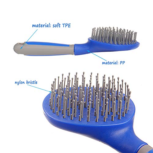 BOTH WINNERS Mane and Tail Brush for Horses and Dogs with Soft Touch Grip (BLUE)