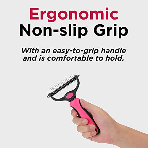 Nidawi Dog Brush Pet Dematting Grooming Comb Undercoat Rake Deshedding Tool for Long Coats Dogs & Cats (Large, Red)