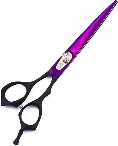 Dream Reach 7.0 inches Professional Decompressed Elastic Handle Pet Grooming Scissors Set,Straight & Chunker & 2 Curved Shears 4pcs Set for Dog Grooming