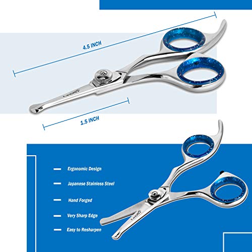 Laazar Pro Dog Grooming Scissors, Straight Pet Grooming Shears, with Safety Round Tip, Ball Point for Easy and Safe use. | Premium Sharp Long Lasting Professional Hair Trimming Scissors (4.5 Inches)