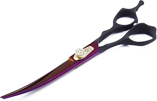 Dream Reach 7.0 inches Professional Decompressed Elastic Handle Pet Grooming Scissors Set,Straight & Chunker & 2 Curved Shears 4pcs Set for Dog Grooming