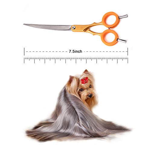 TooSharp Dogs Grooming Curved Scissor - 7.5 Inch Pet Grooming Shear for Professional Groomer, Made of Japanese 440C Stainless Steel