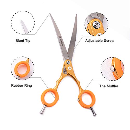TooSharp Dogs Grooming Curved Scissor - 7.5 Inch Pet Grooming Shear for Professional Groomer, Made of Japanese 440C Stainless Steel