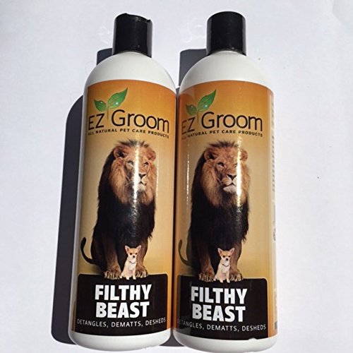 Filthy Beast Dog Shampoo -Twin Pack - EZ-Groom - Detangles, Demats, Desheds