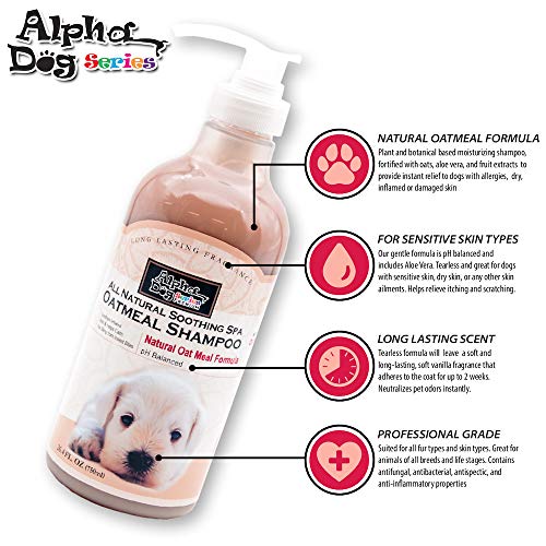 All Natural Anti Itch Oatmeal Shampoo + Conditioner for Dogs | Hypoallergenic Soothing Relief for Dry, Itchy, Bitten or Allergy Damaged Skin (PACK OF 2)