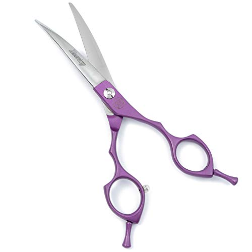 Moontay 6.5" Professional Curved Pet Grooming Scissor, Dog Cat Grooming Shear/Scissor Hair Cutting Shear with Double Finger Rests, 440C Japanese Stainless Steel Grooming Scissor, Purple