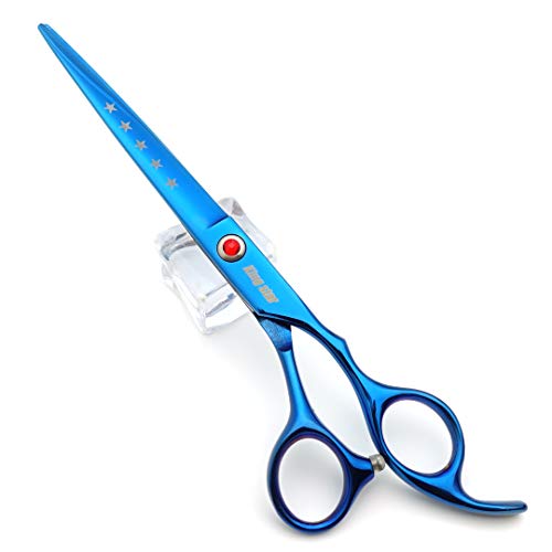 7.0in Titanium Blue Professional Pet Grooming Scissors Set,Straight & Thinning & Curved Scissors 4pcs Set for Dog Grooming,(Blue)