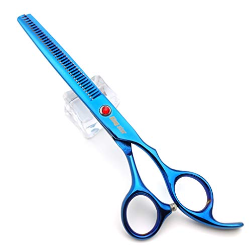 7.0in Titanium Blue Professional Pet Grooming Scissors Set,Straight & Thinning & Curved Scissors 4pcs Set for Dog Grooming,(Blue)