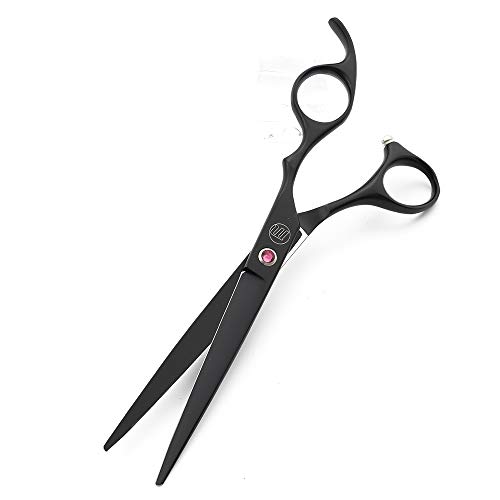 Moontay Professional 7.0" Dog Grooming Scissors Set, 4-pieces Straight, Upward Curved, Downward Curved, Thinning/Blending Shears for Dog, Cat and Pets, JP Stainless Steel, Black