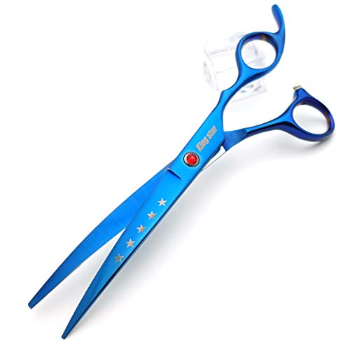 7.0in Titanium Blue Professional Pet Grooming Scissors Set,Straight & Thinning & Curved Scissors 4pcs Set for Dog Grooming,(Blue)