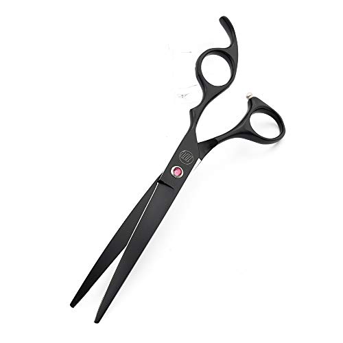 Moontay Professional 7.0" Dog Grooming Scissors Set, 4-pieces Straight, Upward Curved, Downward Curved, Thinning/Blending Shears for Dog, Cat and Pets, JP Stainless Steel, Black