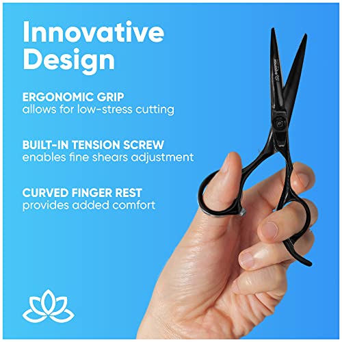 Equinox Professional Razor Edge Hair Cutting Scissors 6.5" Barber Shears (Matte Black)