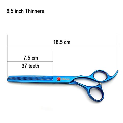 7.0in Titanium Blue Professional Pet Grooming Scissors Set,Straight & Thinning & Curved Scissors 4pcs Set for Dog Grooming,(Blue)