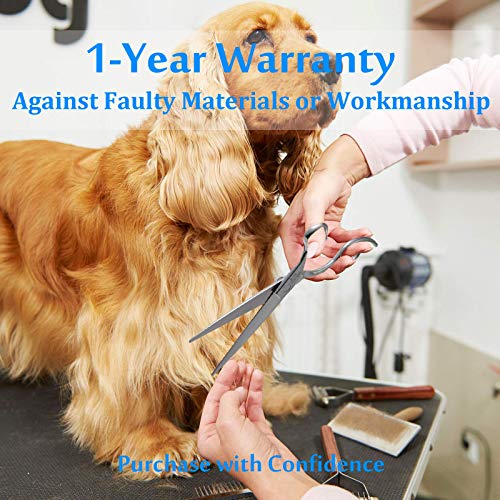 JASON 7" Straight Dog Grooming Scissors, Ergonomic Pets Grooming Shears, Premium Cats Trimming Kit with Offset Handle and Jewelled Screw, Sharp, Comfortable, Durable, Light-weight