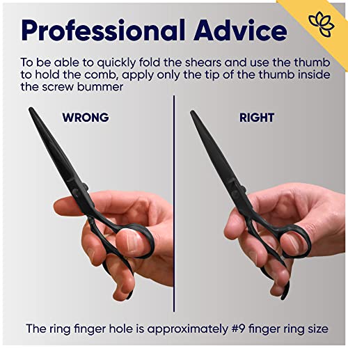 Equinox Professional Razor Edge Hair Cutting Scissors 6.5" Barber Shears (Matte Black)