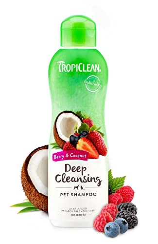 TropiClean Berry & Coconut Deep Cleansing Shampoo for Pets, 20oz - Effective Cleansing for Smelly Dogs and Cats, Made in the USA
