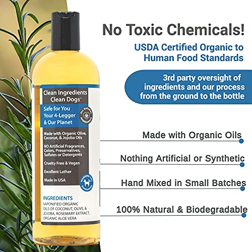 4-Legger Certified Organic Hypoallergenic All Natural Aloe Dog Shampoo - Unscented - Gentle Moisturizing - Conditioning for Soothing Relief of Dry, Itchy, Sensitive Allergy Skin - Made in USA - 16 oz