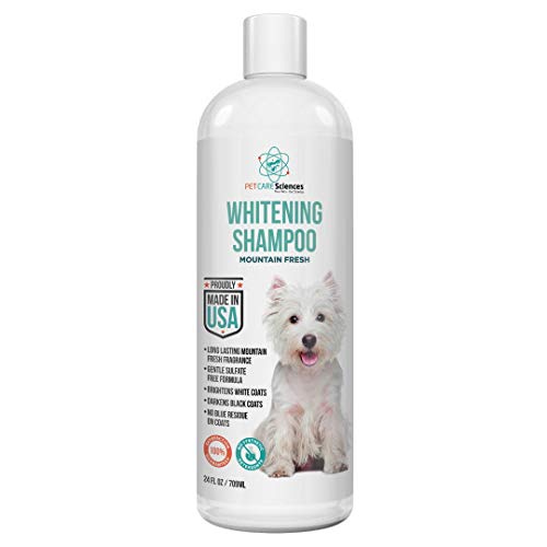 Dog Whitening Shampoo, Gentle Sulfate Free Formula, Brightens White and Darkens Black Coats, Dog Shampoo Proudly Made In The USA (24 fl oz)